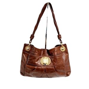 B. MAKOWSKY CROCO EMBOSSED GLOVE LEATHER SHOULDER BAG